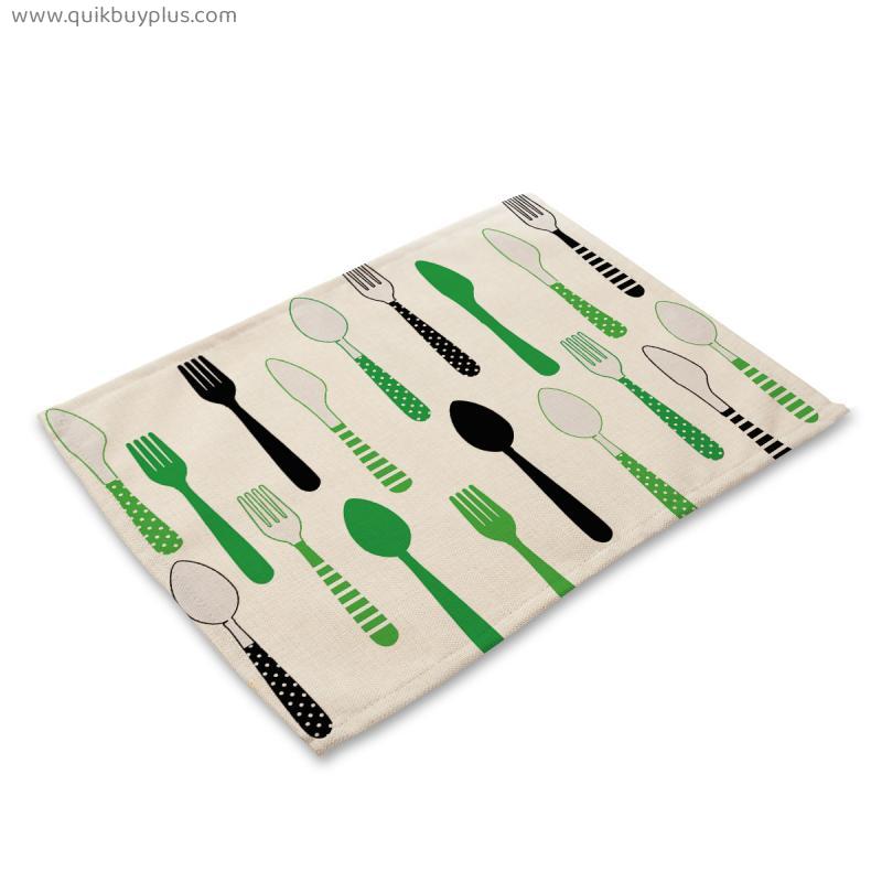 Cartoon cutlery insulation mats non-slip anti-fouling kitchen table placemats easy to clean washable placemats