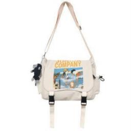 Casual Large Capacity Canvas Bag Graffiti Unisex Shoulder Bags Black White Student Girl Shoulder Bag