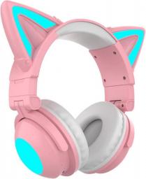 Cat Ear Headphones Wireless Gaming Headphones Bluetooth Headset With Microphone Over Ear Headphones For Girls Pink Headphones Long Battery Life Gift For Friend
