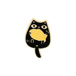 Cats and Fish Brooches Funny Animal Enamel Pins Backpacks Lapel Pin Cute Kitten Badge Jewelry Gift