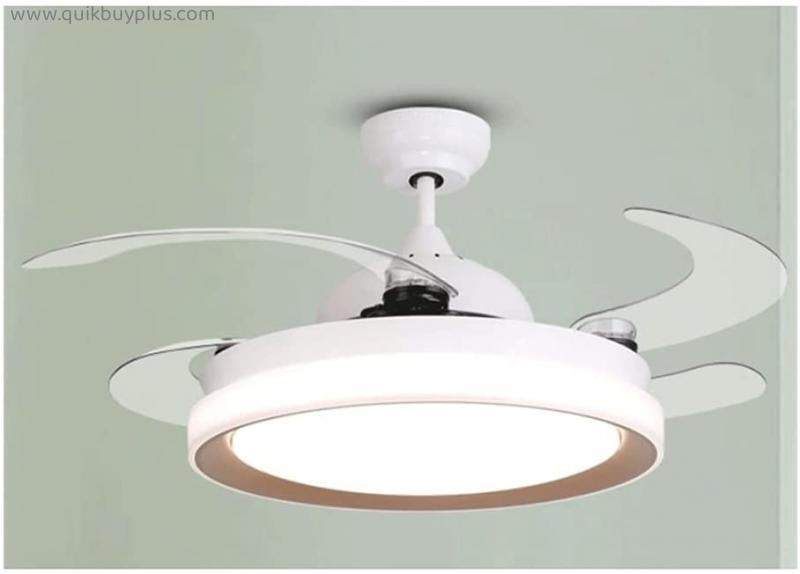 Ceiling Fan with Light, 36W Modern Ceiling Fan Remote, 4-Blade Retractable Led Fan Chandelier Outdoor/Indoor for Living Room Ceiling Light with Fans for Bedroom Living Room