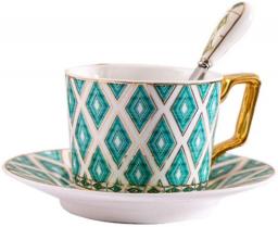 Ceramic Coffee Cup & Saucer Set, (160Ml 5.41Oz) Cocktail Cup Tea Cup with Handle Water Cup Espresso Cup/a