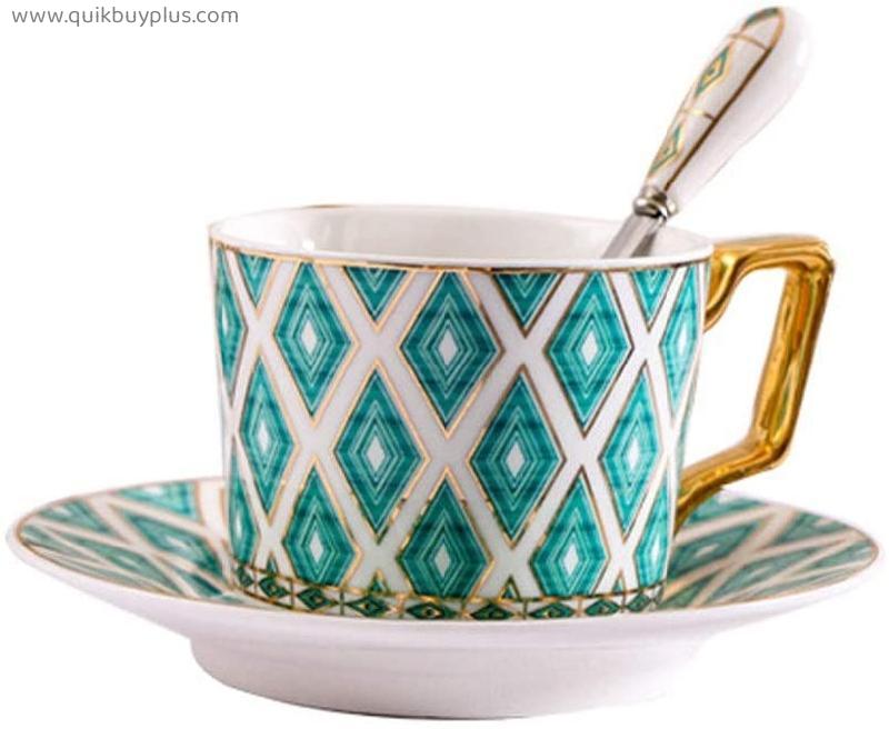 Ceramic Coffee Cup & Saucer Set, (160Ml 5.41Oz) Cocktail Cup Tea Cup with Handle Water Cup Espresso Cup/a