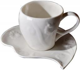 Ceramic Coffee Cup & Saucer Set, (6.12Oz/180Ml) Chinese Latte Cup, Drink Cup with Handle,