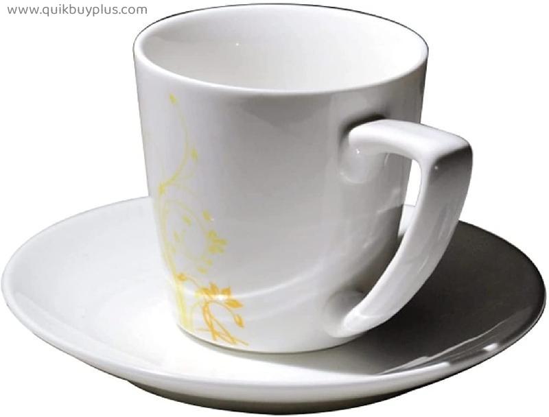 Ceramic Coffee Cup & Saucer Set, (7.43Oz/220Ml) Latte Cup, Tea Cup with Handle