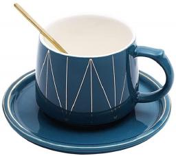 Ceramic Coffee Cup & Saucer Set, (7.77Oz/230Ml) Hand Painted Milk Cup, Drink Cup Juice Beer Cup