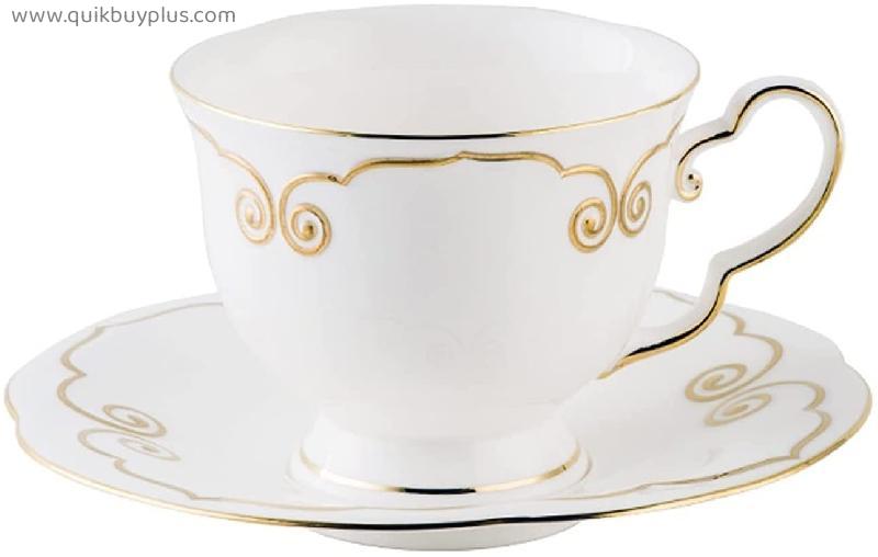 Ceramic Coffee Cup & Saucer Set with Handle, Chinese Cocktail Cup Insulation Cup Drink Cup Tumbler Glass 6.76Oz/200Ml