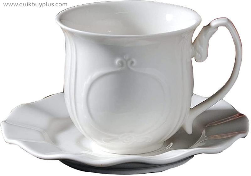 Ceramic Coffee Cup and Saucer Set, 6.76Oz/200Ml Chinese Cappuccino Cup Smoothie Cup Latte Cocktail Cup Tea Cup with Handle