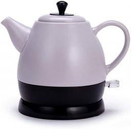 Ceramic Electric Kettle Cordless Boiling Water Teapot, Teapot - Retro 1L Pot, 1350W Quick Boil, Coffee, Soup, Oatmeal - Removable Base Automatic Shut Off Anti-Dry Burn, White