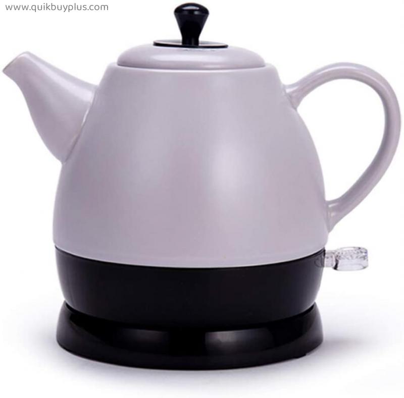 Ceramic Electric Kettle Cordless Boiling Water Teapot, Teapot - Retro 1L Pot, 1350W Quick Boil, Coffee, Soup, Oatmeal - Removable Base Automatic Shut Off Anti-Dry Burn, White