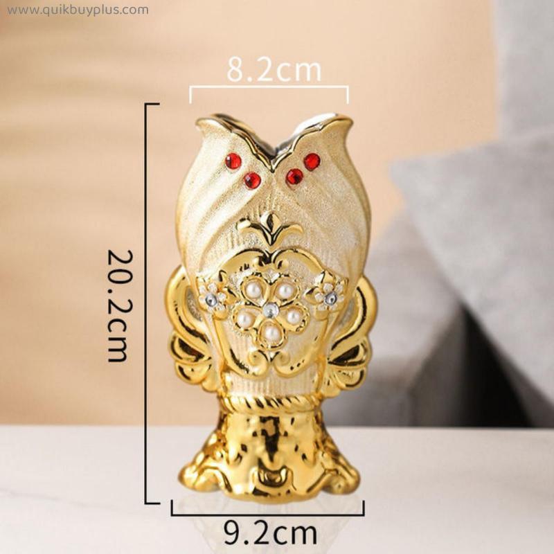 Ceramic Gold Plated Swan Vase For Modern Diamond Ornament Flower Arrangement European Style Vases Home Decoration Accessories