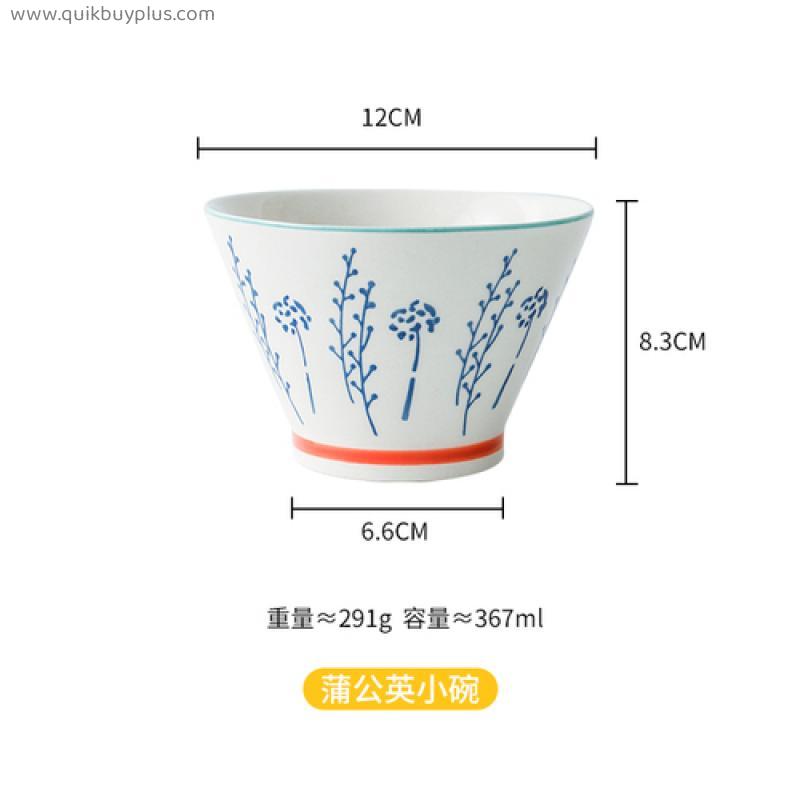 Ceramic Large Noodle Bowl Bamboo Hat Trumpet Bowl Japanese Soup Bowl Creative Bowl Large Deep Bowl Bowl