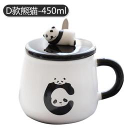 Ceramic Personality Milk Mug Cute Panda Cup with Lid Spoon Office Coffee Mugs Tumbler Creative Breakfast Kids Cartoon Cups