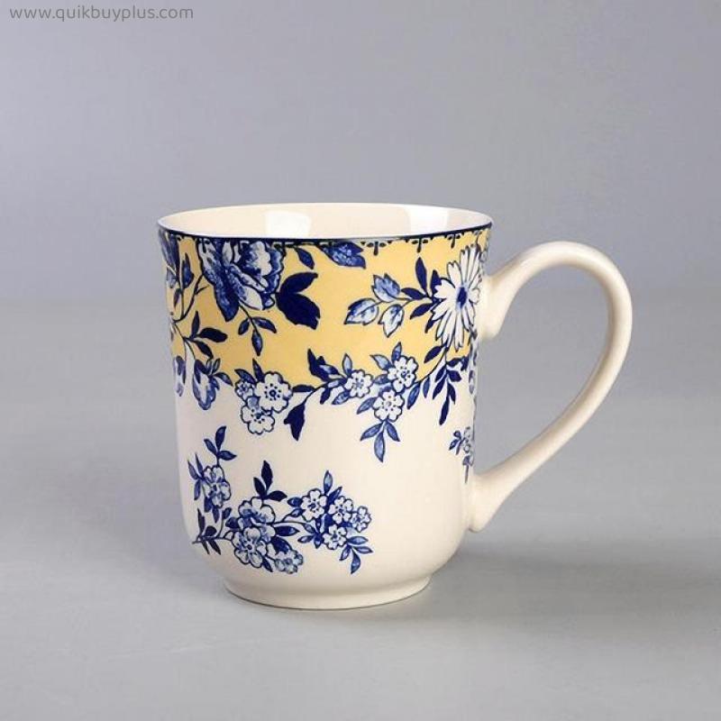 Ceramic Plates British Classical Flower Porcelain Dishes Mug Dinner Plate 9 Inch
