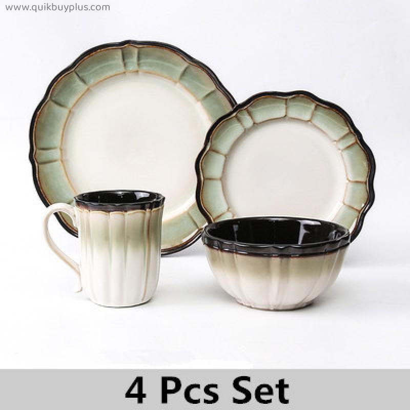 Ceramic Tableware Set 8/11 Inches Steak Plate Salad Dish Tea Coffee Mugs Cup Bowl Kitchen Microwave Dinnerware Wedding Gifts