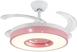 Children's Room Ceiling Fan Retractable With Light And Remote, 42 Inch Luxurious Chandelier Ceiling Fan for Bedroom Living Room Ceiling Light with Fans for Bedroom Living Room (Color : Pink)