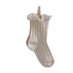 Children Kid Girls Solid Ribbed Cotton Ruffle Socks Baby Toddler Soft Warm Autumn Winter Princess Soft Socks 1-8Y