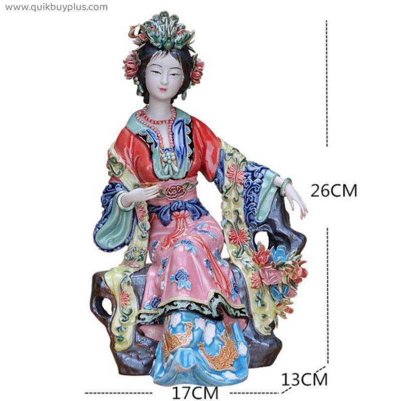 Chinese Ceramic Dolls Fine Art Female Statue Sculpture Art Collections Angels Porcelain Collectible Home Decor Crafts L3390
