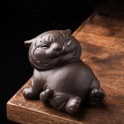 Chinese Purple Clay Tea Pet Lucky Cute Tiger Ornaments Desktop Handmade Crafts Home Tea Set Decoration Accessories Gifts