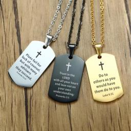Christian Cross Bible Necklace Black Silver Plated Stainless Steel Pendant Necklaces For Men Women Christmas Gifts
