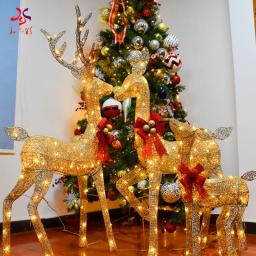 Christmas Decoration Ornaments 30 40 50 CM  Gold Deer Elk Led Light Xmas Tree Scene Room House Navidad New Year Decoration