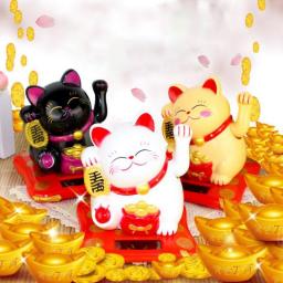 Christmas Ornaments Shaking Hands Lucky Cat Fortune Crafts Figurines Miniatures Wealth Waving Cat Ornament Birthday Gifts