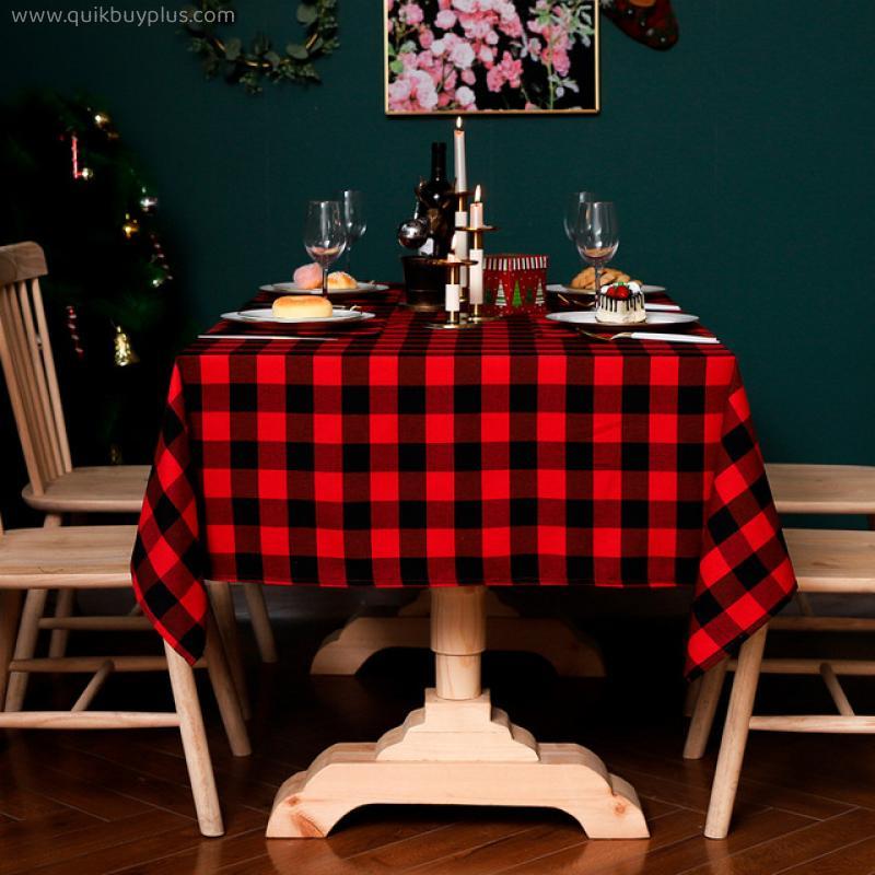 Christmas Table Cloth Settings Christmas Party Red And Black Checkered Tablecloth Decor Waterproof Tablecloth