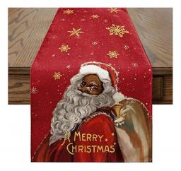Christmas Tablecloth Father Christmas Table Flag Black Father Christmas Table Flags Placemats Table Runner (red) (1pcs)