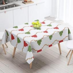 Christmas Tablecloths Coffee Table for Living Room Outdoor Rectangular Plaid Geometric Waterproof Anti-stain Party Decoration