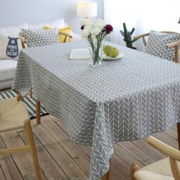 Classic Multifunctional Cotton Linen Rectangular Dinning Table Cloth Geometry Tablecloth Kitchen Party Wedding Home Decor
