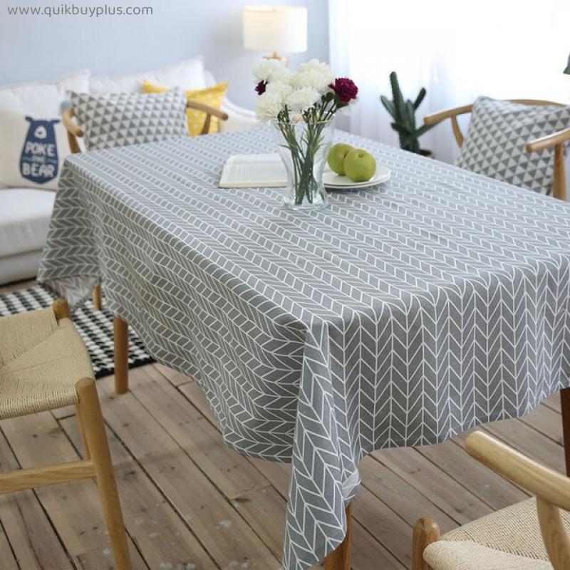 Classic Multifunctional Cotton Linen Rectangular Dinning Table Cloth Geometry Tablecloth Kitchen Party Wedding Home Decor