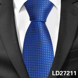 Classic Plaid Neck Ties For Men Casual Suits Tie Gravatas Stripe Blue Mens Neckties For Business Wedding 8cm Width Men Ties