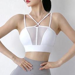 Cloud Hide See-through Sports Bra Women Yoga Crop Top SEXY Fitness Underwear Workout Vest Shockproof Shirt Running Sportswear XL