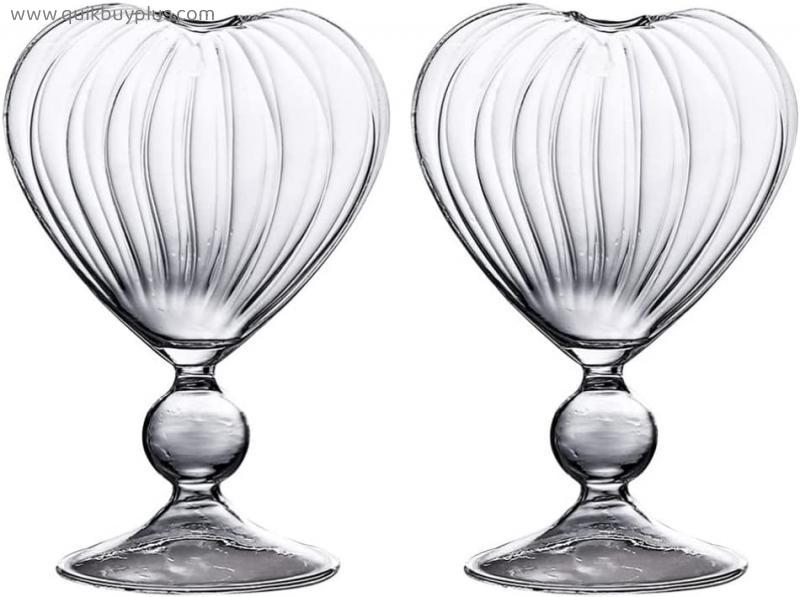 Cocktail Glass Red Wine Goblet: 2Pcs Heart Shape Martini Glasses Drink Cup Whiskey Glasses Champagne Goblet for Night Party KTV Bar Home Use