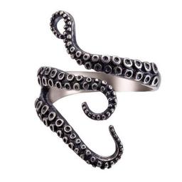 Coconal Brand Punk Titanium Steel Tentacles Ring For Men Women Finger Hip Hop Gothic Adjustable Rings Jewelry Accessories