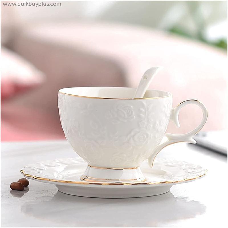 Coffee Cup Ceramic Cups and Saucers Set Continental Tea Set Coffee Cup White Porcelain Afternoon Tea Cup Set Coffee Mugs (Color : C)