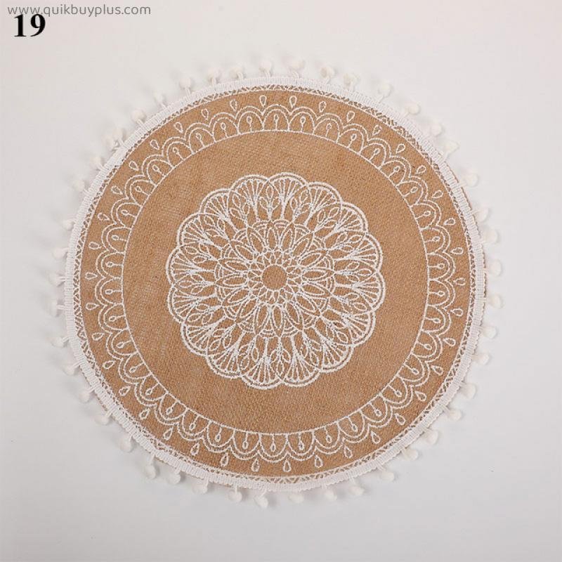 Coffee Cup Mats Woven Placemats Printed Jute Placemats Tassel Placemat Vase Cushions Furniture Decoration Heat Insulation