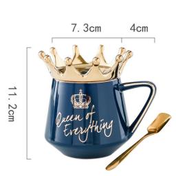 Coffee Mug Queen Of Everything Mug with Crown Lid And Spoon Ceramic Coffee Cup Gift For Girlfriend Wife Cute Coffee Mugs And Cup