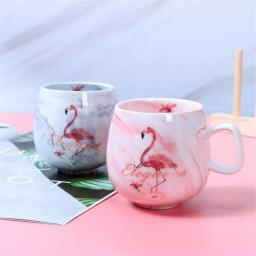 Coffee Mugs Creative Flamingo Marble Ceramic Mug Juice Milk Tea Cups Pink Gray Drinkware Home Decoration Couples Gifts 1pc