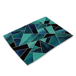 Colorful Geometric Printed Cotton Linen Placemats, Heat Resistant Washable Placemats, Easy Clean Placemats