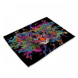 Colorful Skull Print Placemats Tablecloths Kitchen Table Mats Coasters Set Home Decor Z Placemats