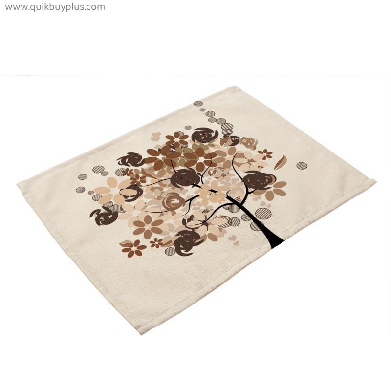Colorful Tree of Life Printed Table Cloth Non-Slip Anti-Fouling Kitchen Table Placemats Easy to Clean