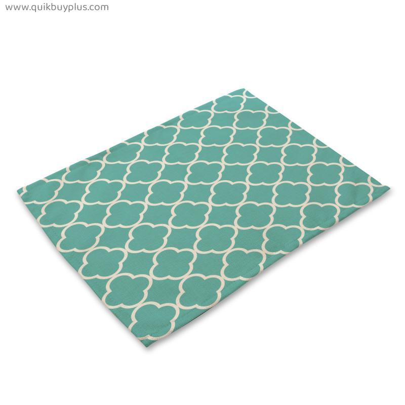 Colorful geometric four-leaf clover patchwork print non-slip anti-smudge kitchen table placemats are easy to clean