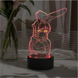 Colyya Bunny Girl Half Body Night Light Luce Notturna Anime Ragazze Figure 3D Lampada A LED Adolescenti Camera Decorazione, Soggettino Festa