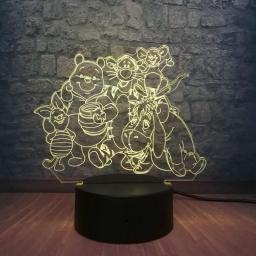 Colyya Winnie Family Night Light Baby Story Lighting Lampada Da Disegno Animato 3D LED Illusion Figure Lampadina Colori Cambiano Decorazione Da Tavolo A Casa Decorazione Della Cameretta Dei Bambini