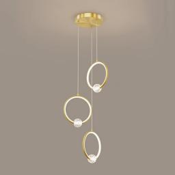 Contemporary Crystal Chandelier LED Dimmable Brass Pendant Light Modern Living Room Bedroom Decor Suspended Lighting Fixture Indoor Dining Adjustable Ceiling Hanging Lamp