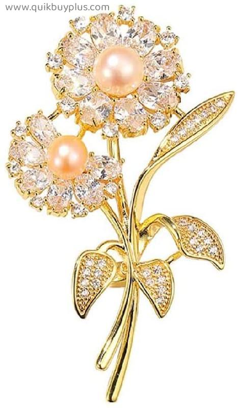 Copper Zircon Semi-Finished Accessories Empty Holder Natural Freshwater Pearl Flower Brooch Corsage Sweater Accessories