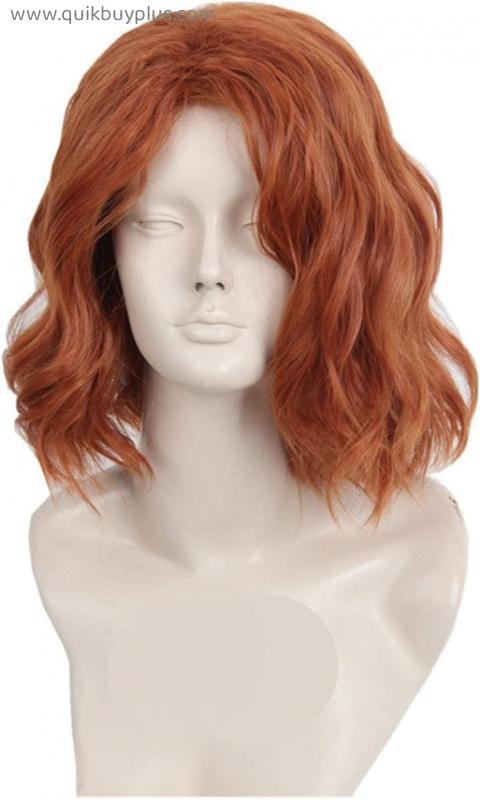 Cosplay Wig Black Widow Wig Natasha Romanoff Short Curly Heat Resistant Synthetic Hair Wigs