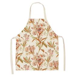 Cotton Linen Flower Lotus Pattern Apron for Home Decor Kitchen Restaurant Cafe Cooking Bib Aprons Baking Accessories Tablier