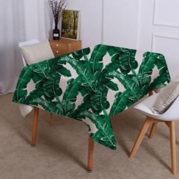 Cotton Linen Waterproof Geometry Tropical Plants Pattern Tablecloths Decorative Living Room Tablecloth Decoration
